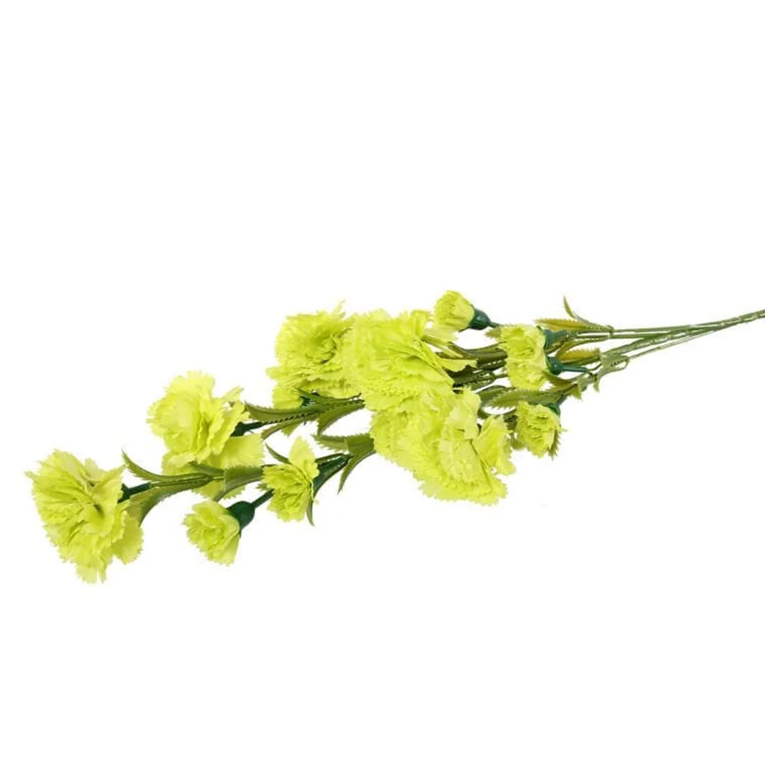 Sztuczna Gałązka Goździków w Kolorze Zielonym - 15 Kwiatów, Wysokość 86 cm — zdjęcie 3