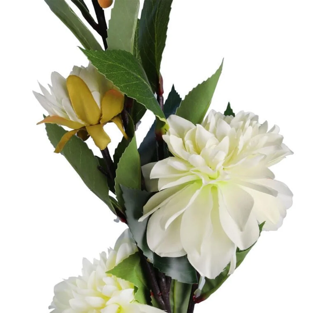 Sztuczna gałązka kwiatów Dalii w kolorze Białym 93 cm — zdjęcie 2