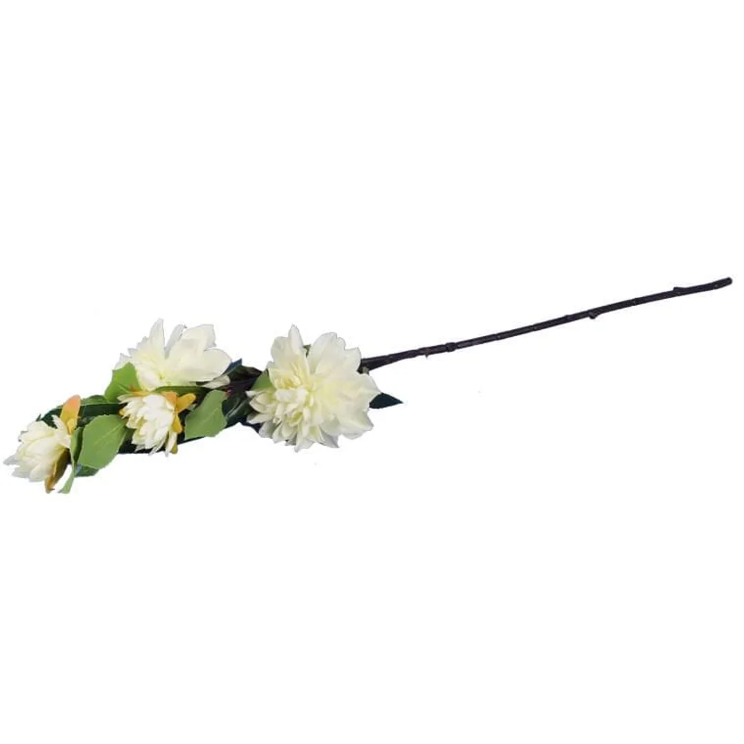 Sztuczna gałązka kwiatów Dalii w kolorze Białym 93 cm — zdjęcie 3