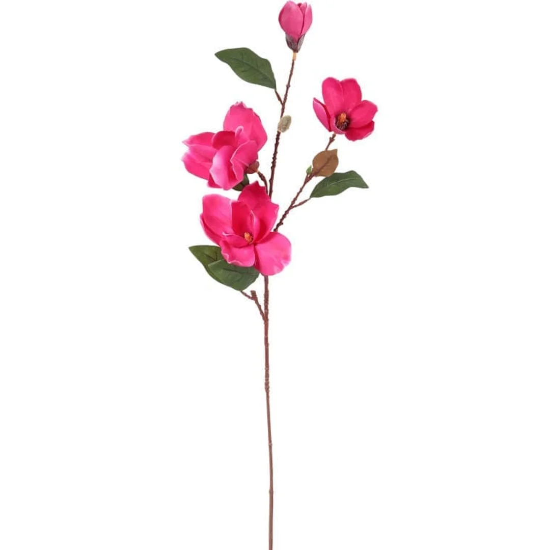 Sztuczna gałązka Magnolii - 4 sztuki w kolorze ciemnoróżowym, 78 cm. — zdjęcie 3