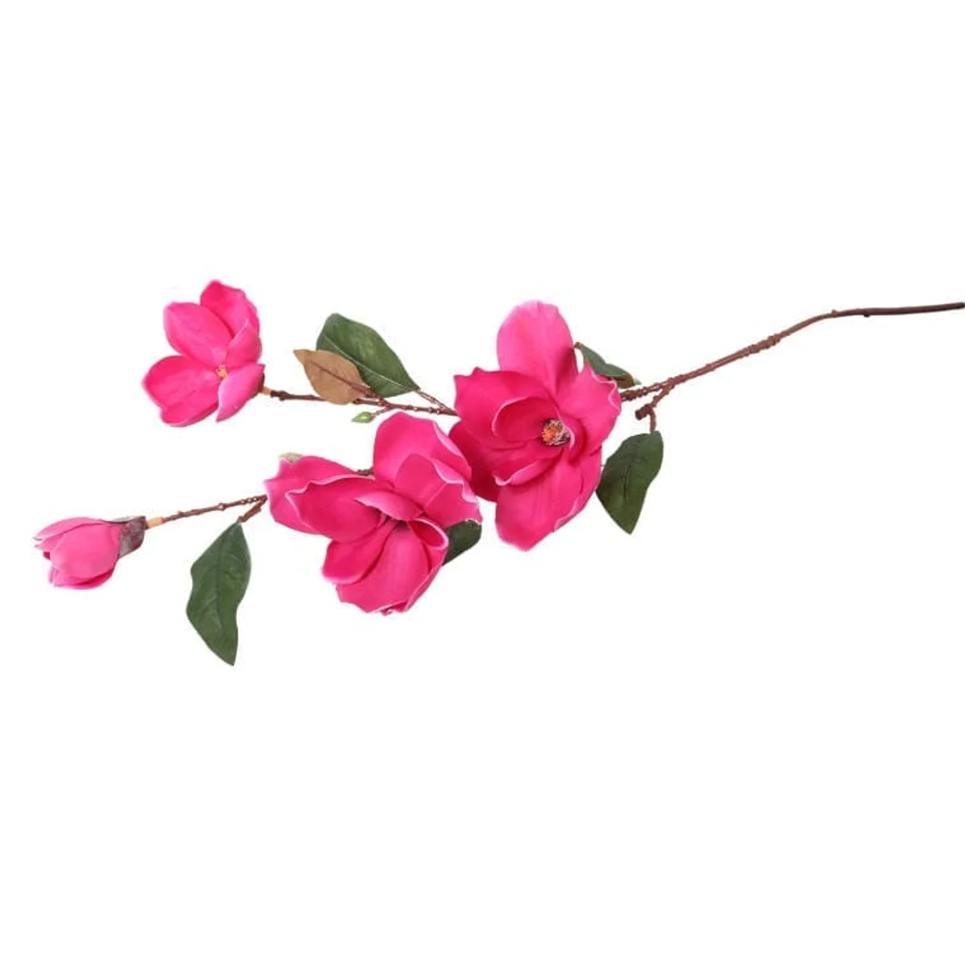 Sztuczna gałązka Magnolii - 4 sztuki w kolorze ciemnoróżowym, 78 cm. — zdjęcie 4