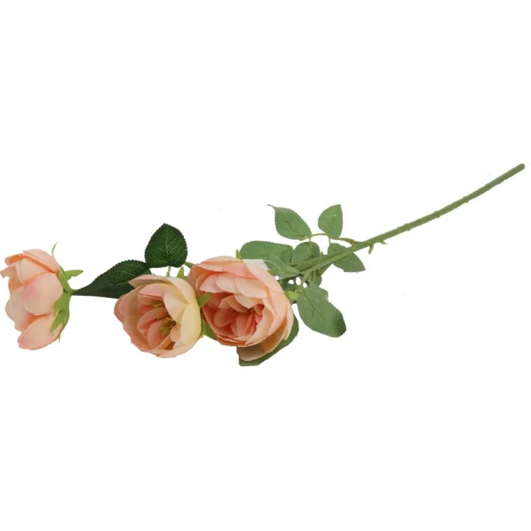 Sztuczna Gałązka z 3 Mini Piwoniami w Kolorze Łososiowym - Dekoracja Wnętrz 65 cm — zdjęcie 3