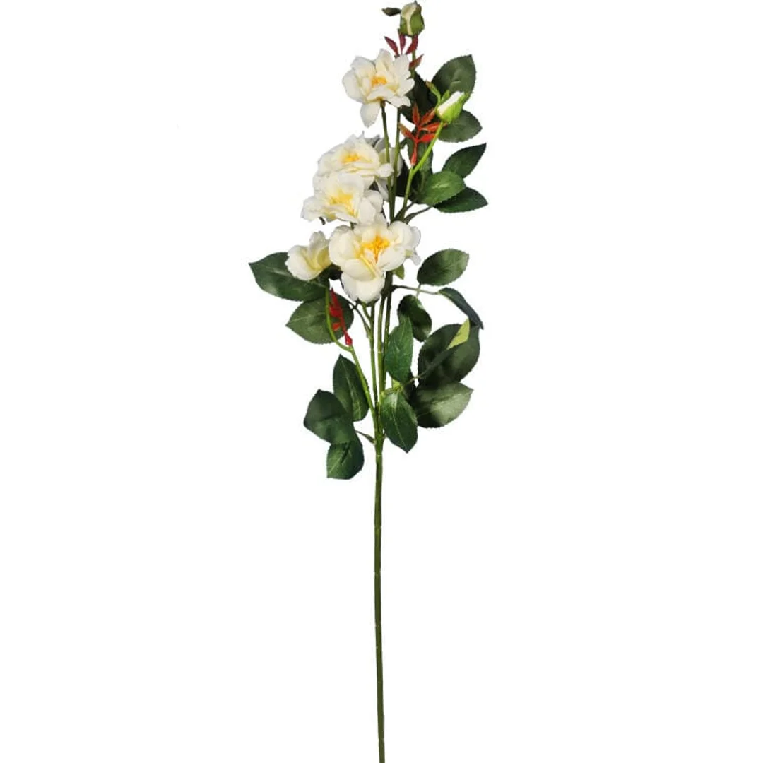 Sztuczna Gałązka z 5 Kremowymi Różami i Pąkami - Dekoracja Premium 72cm — zdjęcie 3