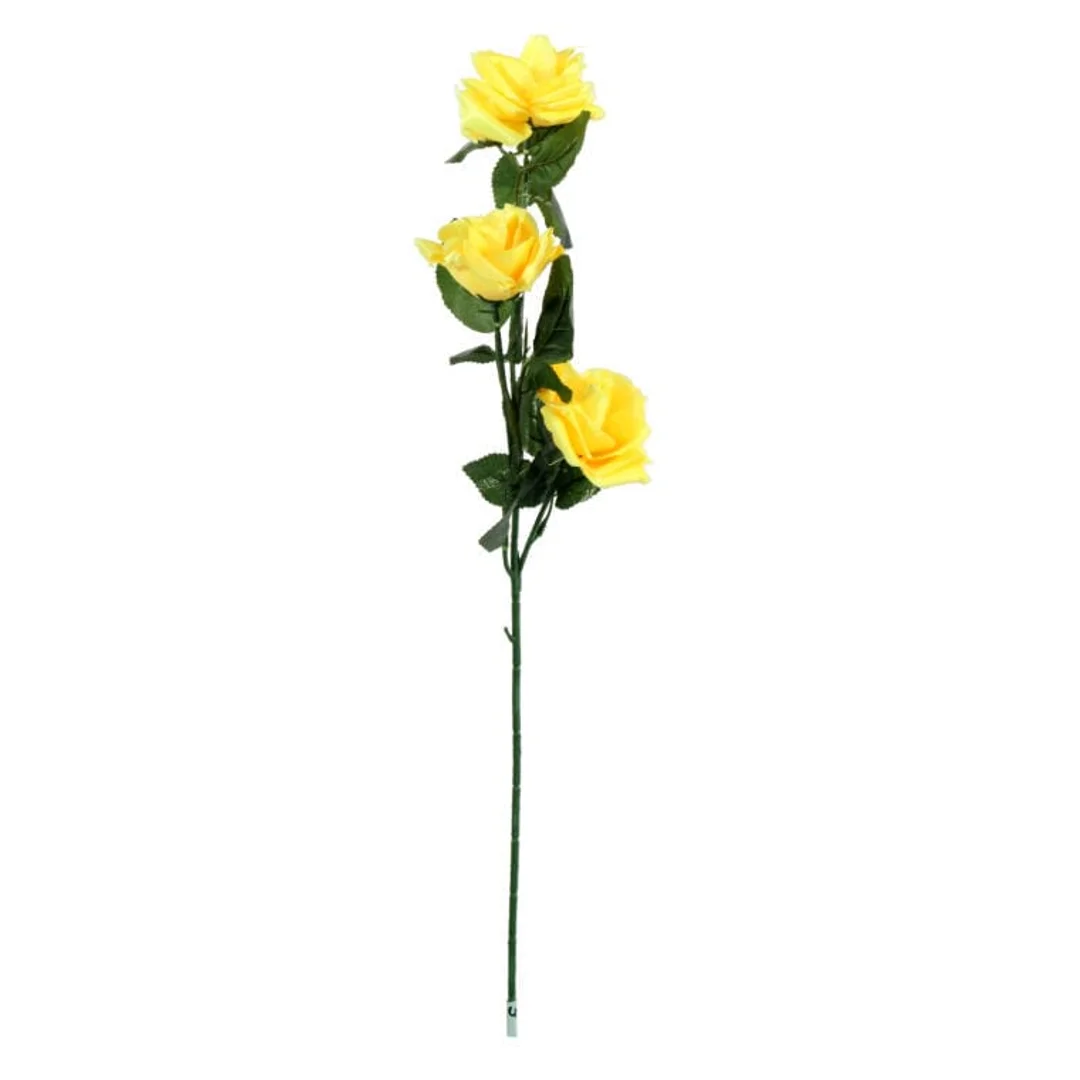Sztuczna Gałązka z Trzema Żółtymi Różami - Dekoracja Wnętrz, Wysokość 68 cm — zdjęcie 2