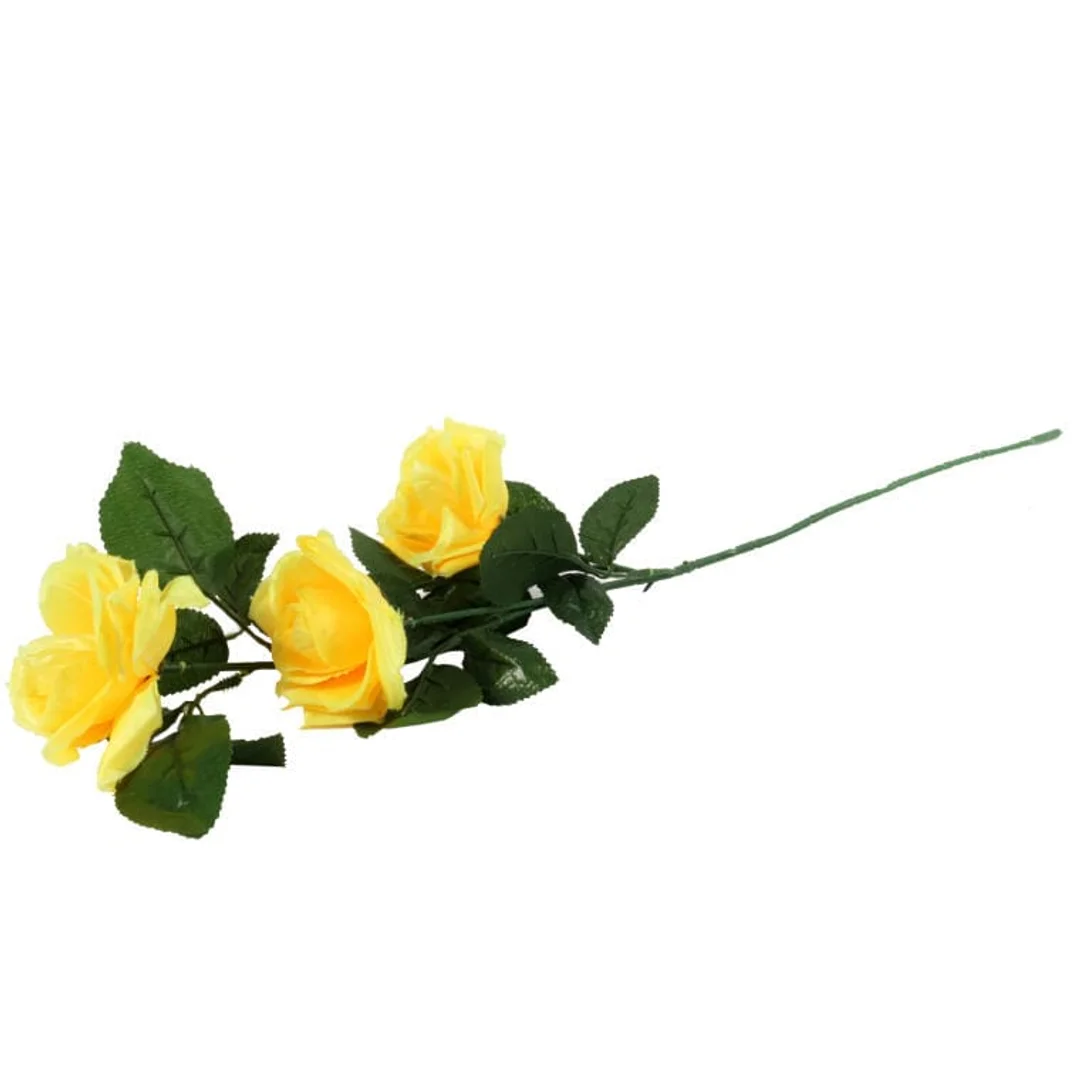 Sztuczna Gałązka z Trzema Żółtymi Różami - Dekoracja Wnętrz, Wysokość 68 cm — zdjęcie 3