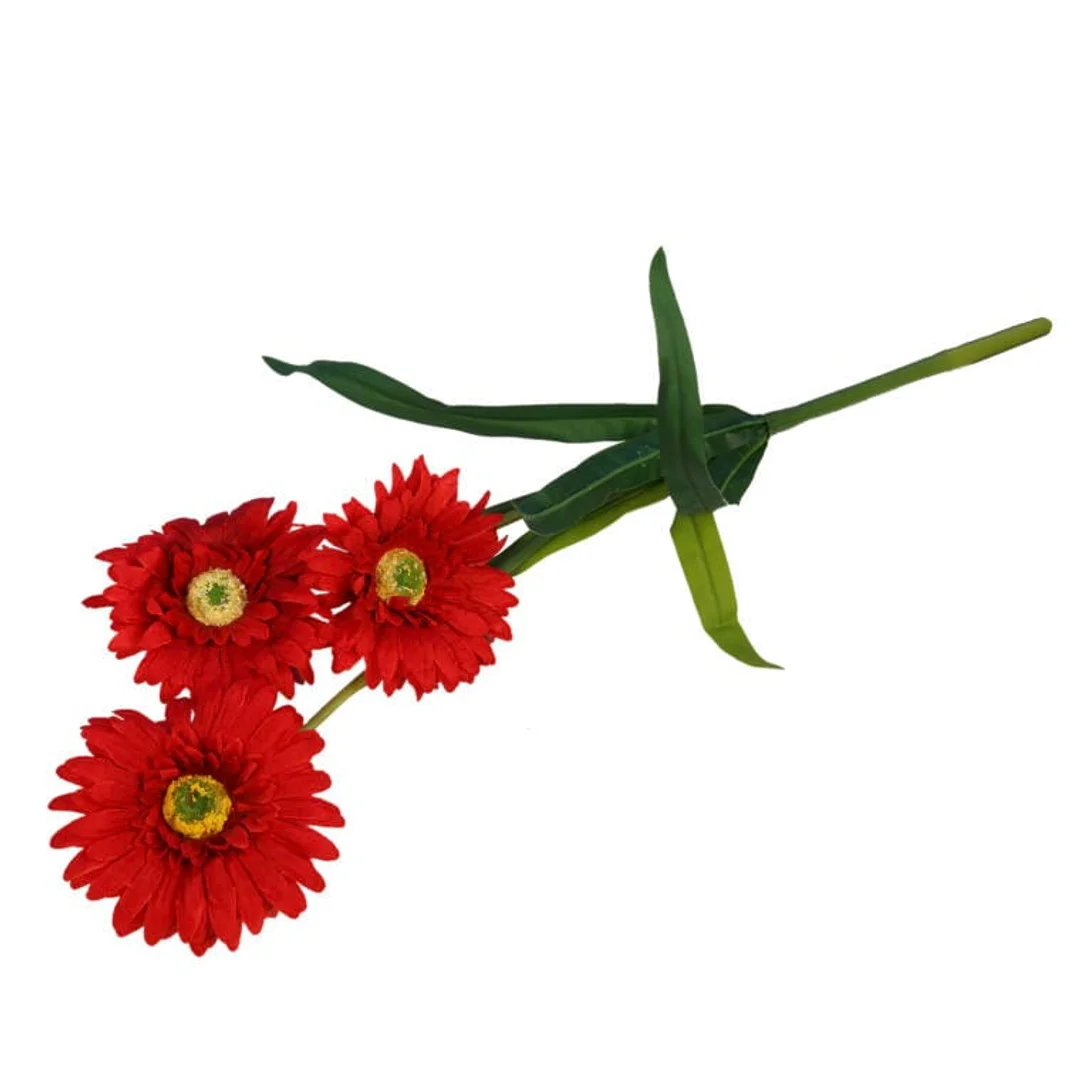 Sztuczna Gerbera Czerwona 3 Gałązki - Dekoracja Wysokiej Jakości 55cm — zdjęcie 3