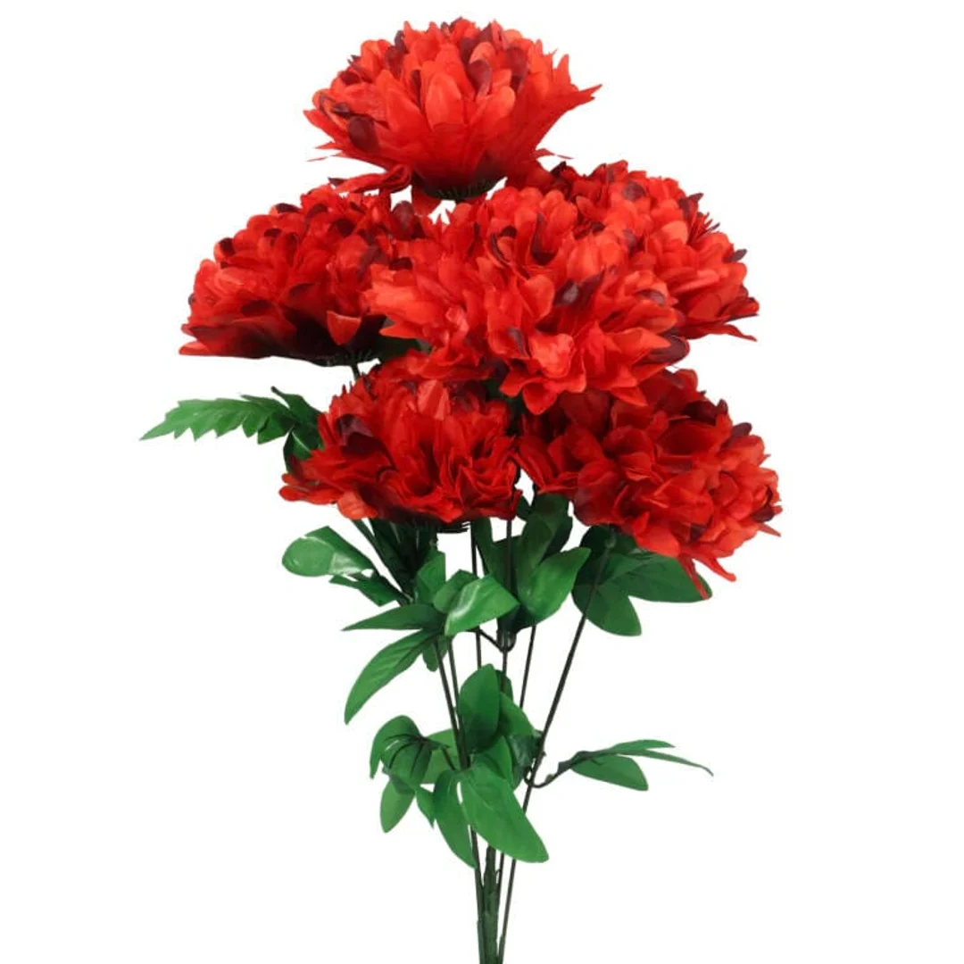 Sztuczne Chryzantemy w Bukiecie - 6 Sztuk, Kolor Czerwony, Wysokość 72 cm — zdjęcie 2