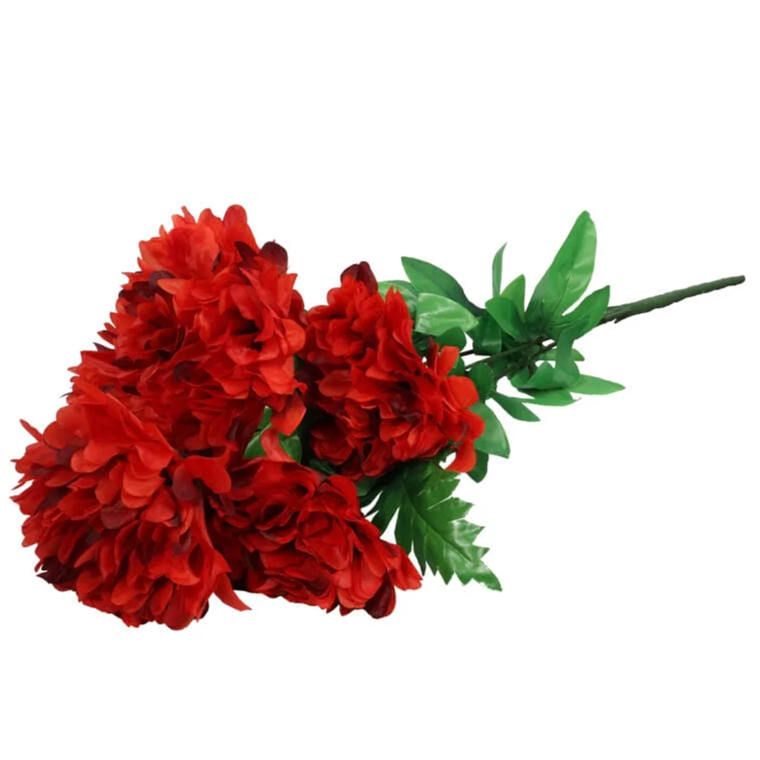 Sztuczne Chryzantemy w Bukiecie - 6 Sztuk, Kolor Czerwony, Wysokość 72 cm — zdjęcie 3