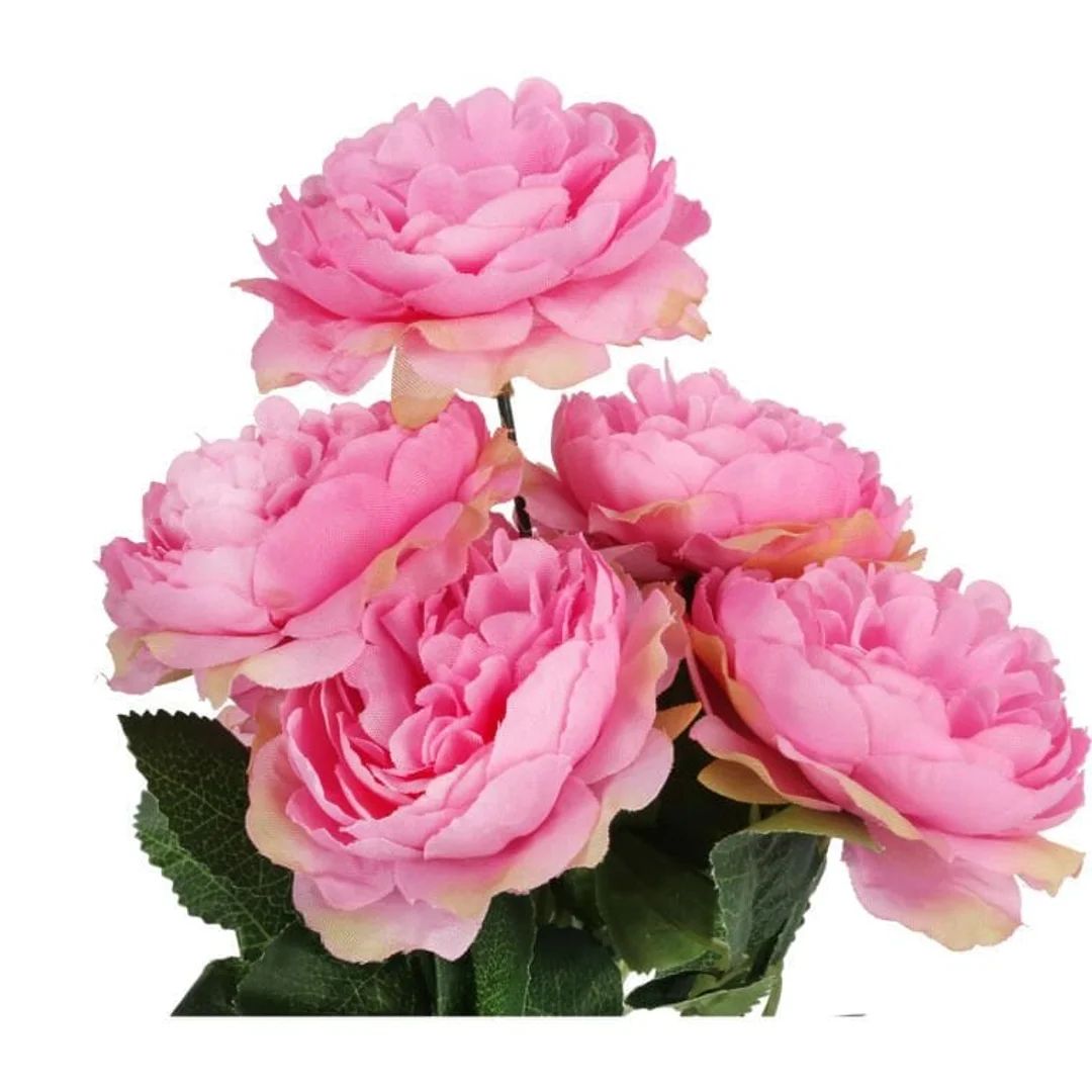 Sztuczne Piwonie w Bukiecie - 7 Sztuk, Kolor Różowy, Wysokość 36cm — zdjęcie 2