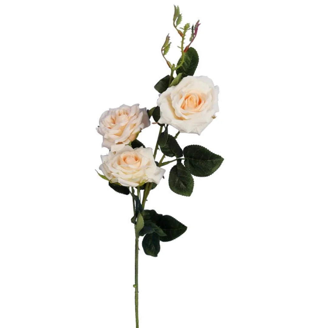 Sztuczne Róże na Gałązce Kremowe - 3 Sztuki, Wysokości 82 cm — zdjęcie 2