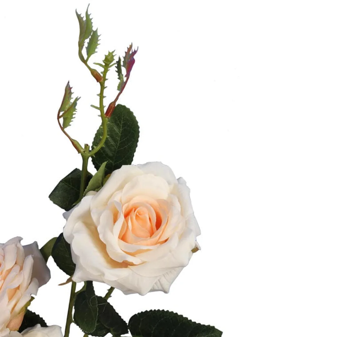 Sztuczne Róże na Gałązce Kremowe - 3 Sztuki, Wysokości 82 cm — zdjęcie 3