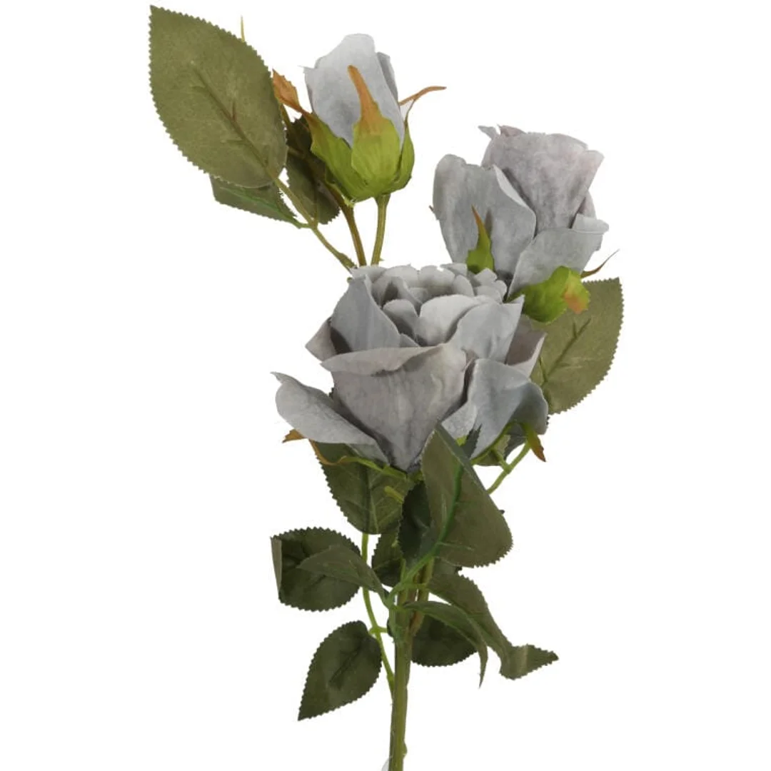 Sztuczne Róże na Gałązce w Kolorze Szarym - Dekoracja Wnętrz 65 cm — zdjęcie 2