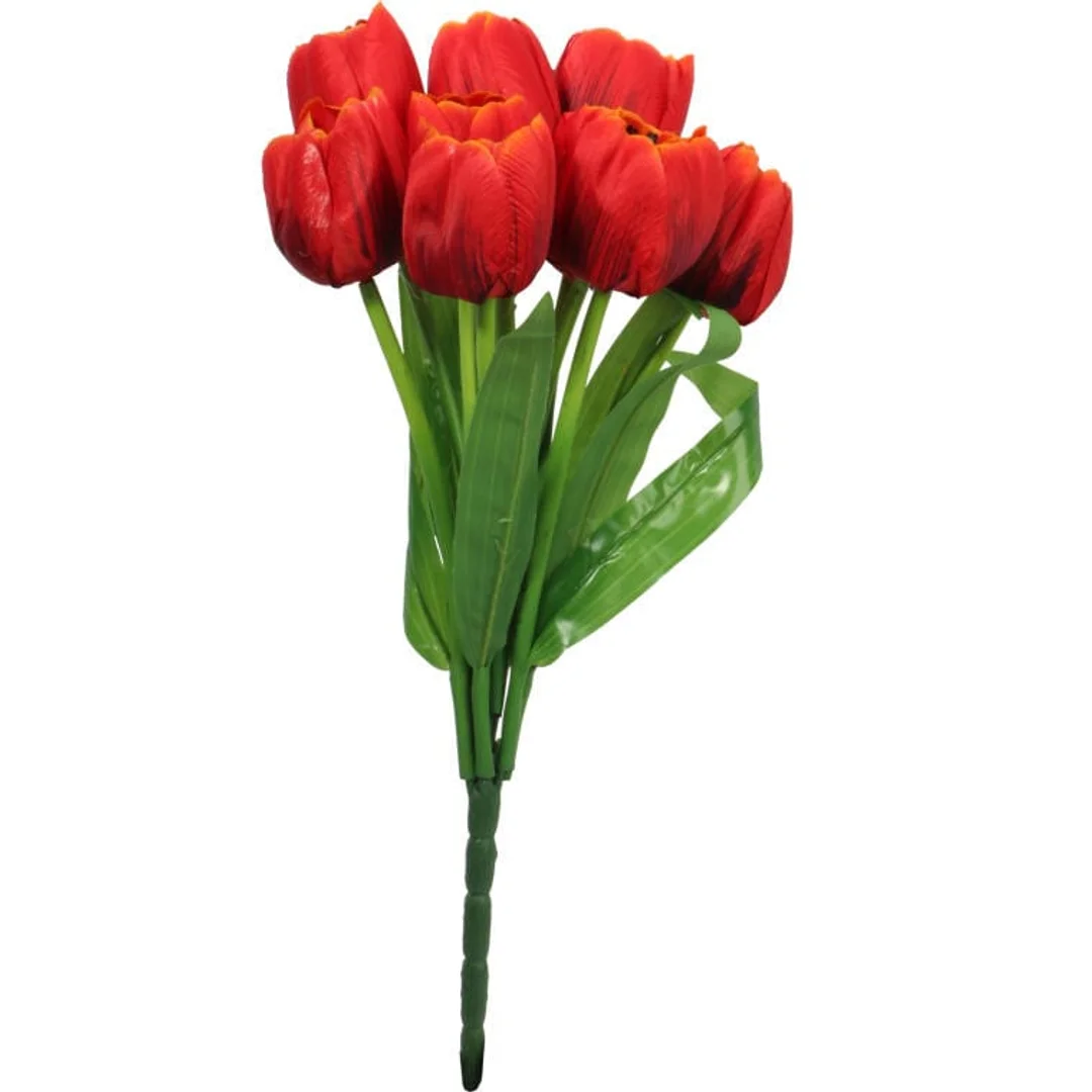 Sztuczne Tulipany Czerwone - 9szt, Wysokość 38cm, Bukiet Dekoracyjny — zdjęcie 2