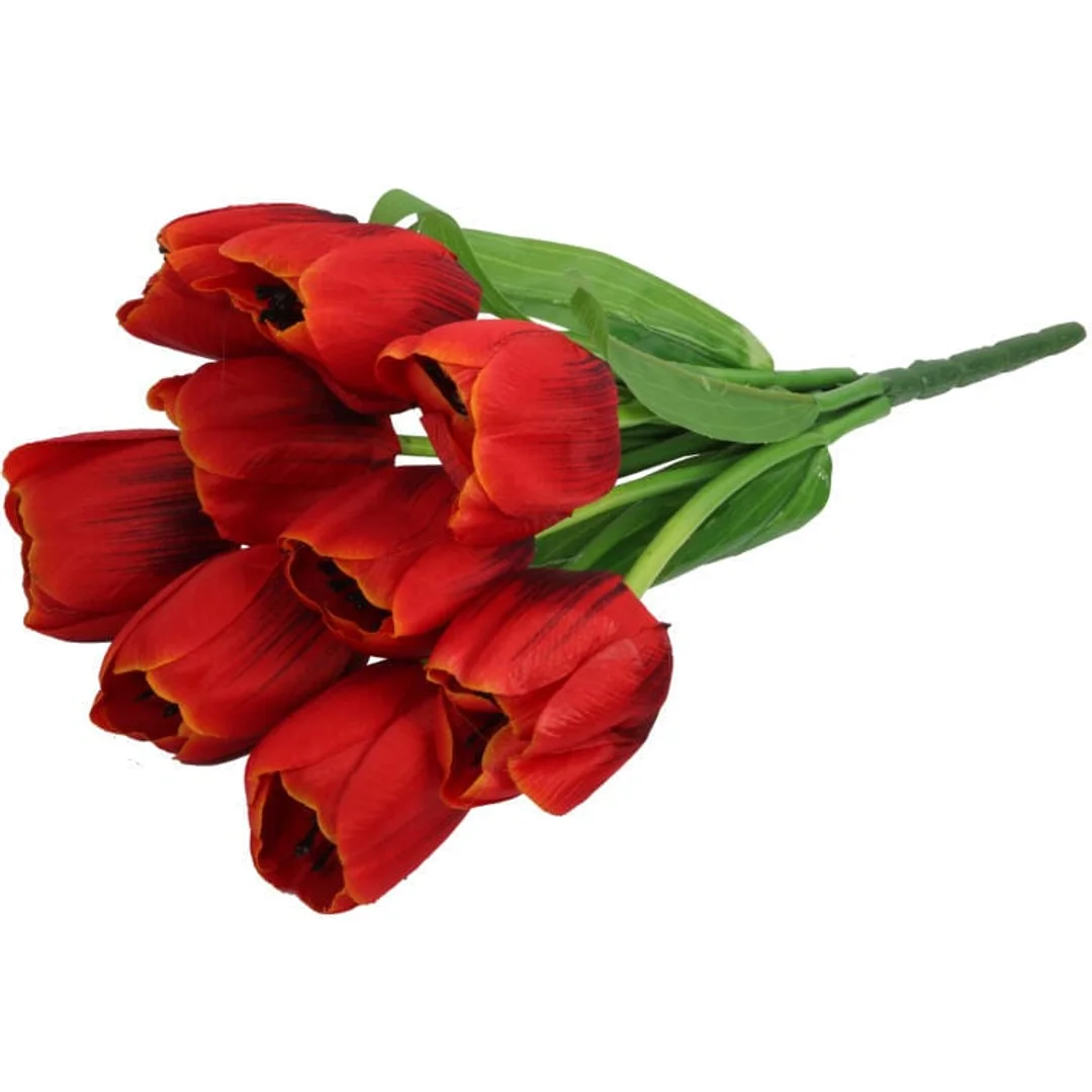 Sztuczne Tulipany Czerwone - 9szt, Wysokość 38cm, Bukiet Dekoracyjny — zdjęcie 3