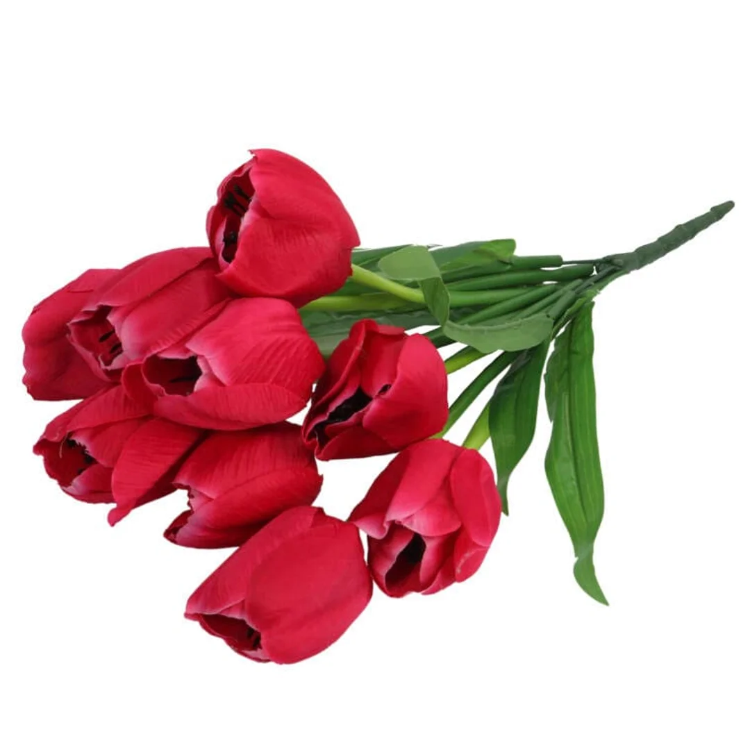 Sztuczne Tulipany Różowe 38cm - Bukiet 9 Sztuk Wysokiej Jakości — zdjęcie 3