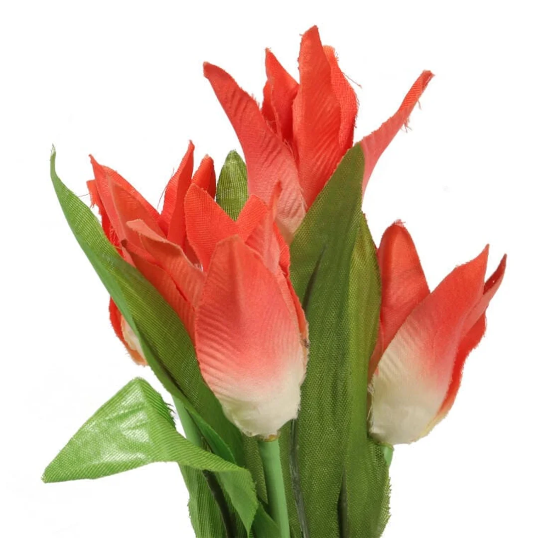 Sztuczne Tulipany w Doniczce 23cm - Dekoracja Wewnętrzna i Ogrodowa w Kolorze Czerwonym — zdjęcie 2