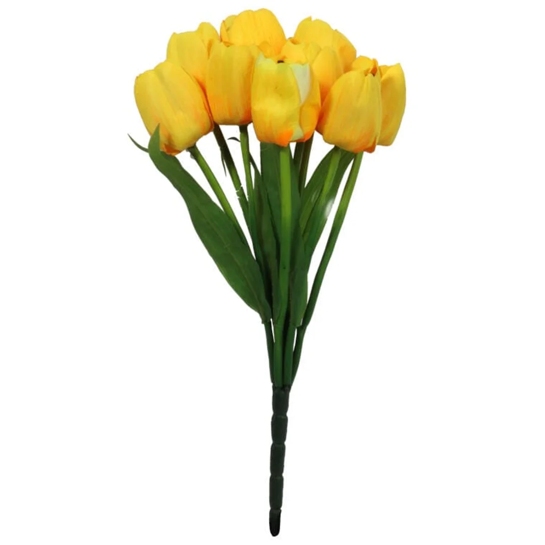 Sztuczne Tulipany Żółte, Bukiet 9 Sztuk, Wysokiej Jakości, Wysokość 38 cm — zdjęcie 2