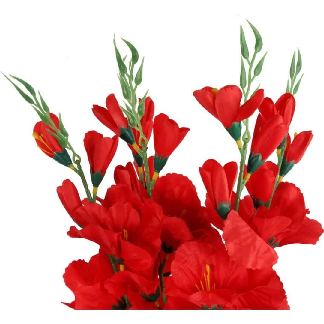 Sztuczny Bukiet 5 Czerwonych Gladioli - Dekoracja o Wysokości 65 cm — zdjęcie 3