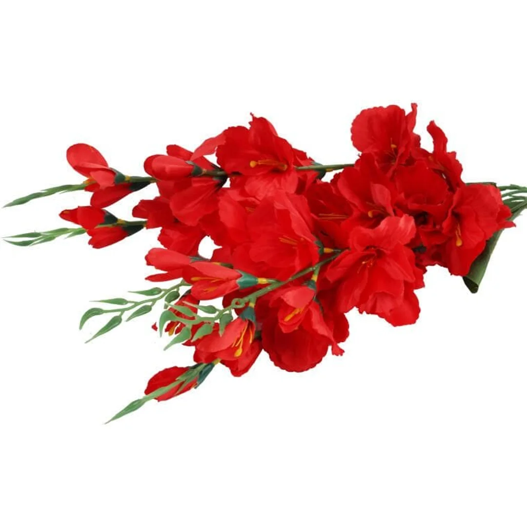 Sztuczny Bukiet 5 Czerwonych Gladioli - Dekoracja o Wysokości 65 cm — zdjęcie 4