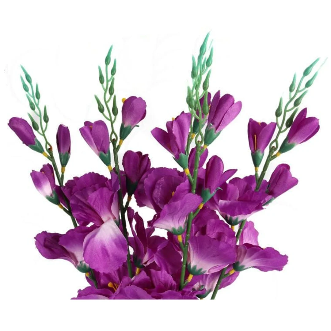 Sztuczny Bukiet 5 Fioletowych Gladioli - Dekoracja Wyglądająca jak Żywe Kwiaty, Wysokość 65 cm — zdjęcie 2