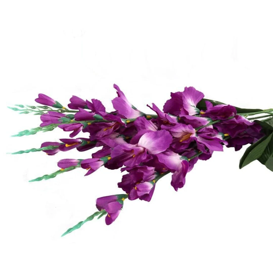 Sztuczny Bukiet 5 Fioletowych Gladioli - Dekoracja Wyglądająca jak Żywe Kwiaty, Wysokość 65 cm — zdjęcie 3