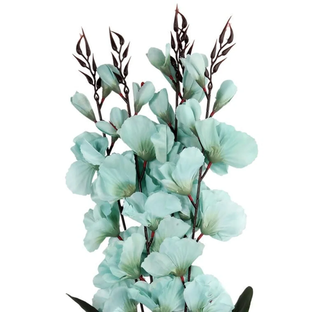 Sztuczny Bukiet 5 Gladioli w Kolorze Miętowym - Wysokiej Jakości Dekoracja o Wysokości 65cm — zdjęcie 2