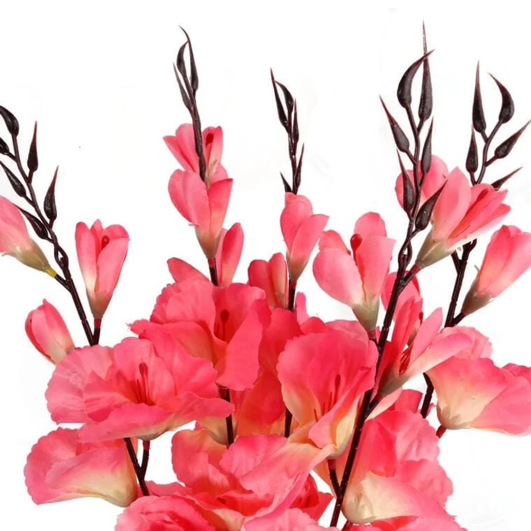Sztuczny Bukiet 5 Jasnoróżowych Gladioli - Realistyczne Kwiaty Dekoracyjne, Wysokość 65 cm — zdjęcie 2