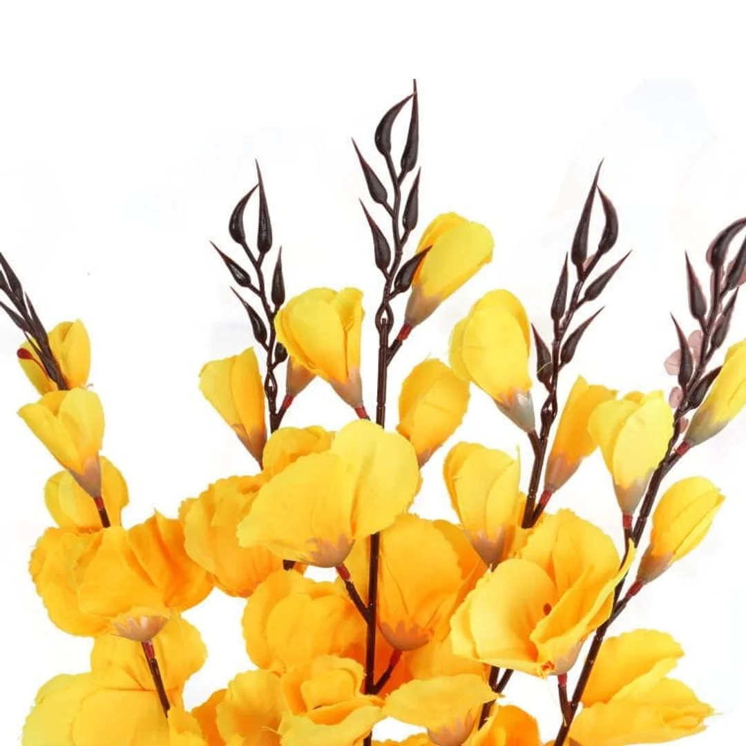 Sztuczny Bukiet 5 Żółtych Gladioli o Realistycznym Wyglądzie - 65 cm — zdjęcie 2