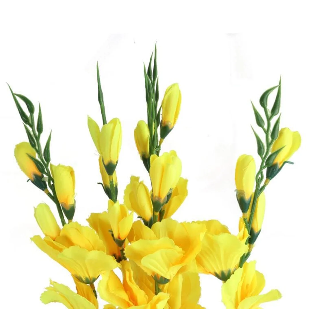 Sztuczny Bukiet 5 Żółtych Gladioli - Realistyczne Wykończenie, 65 cm — zdjęcie 2