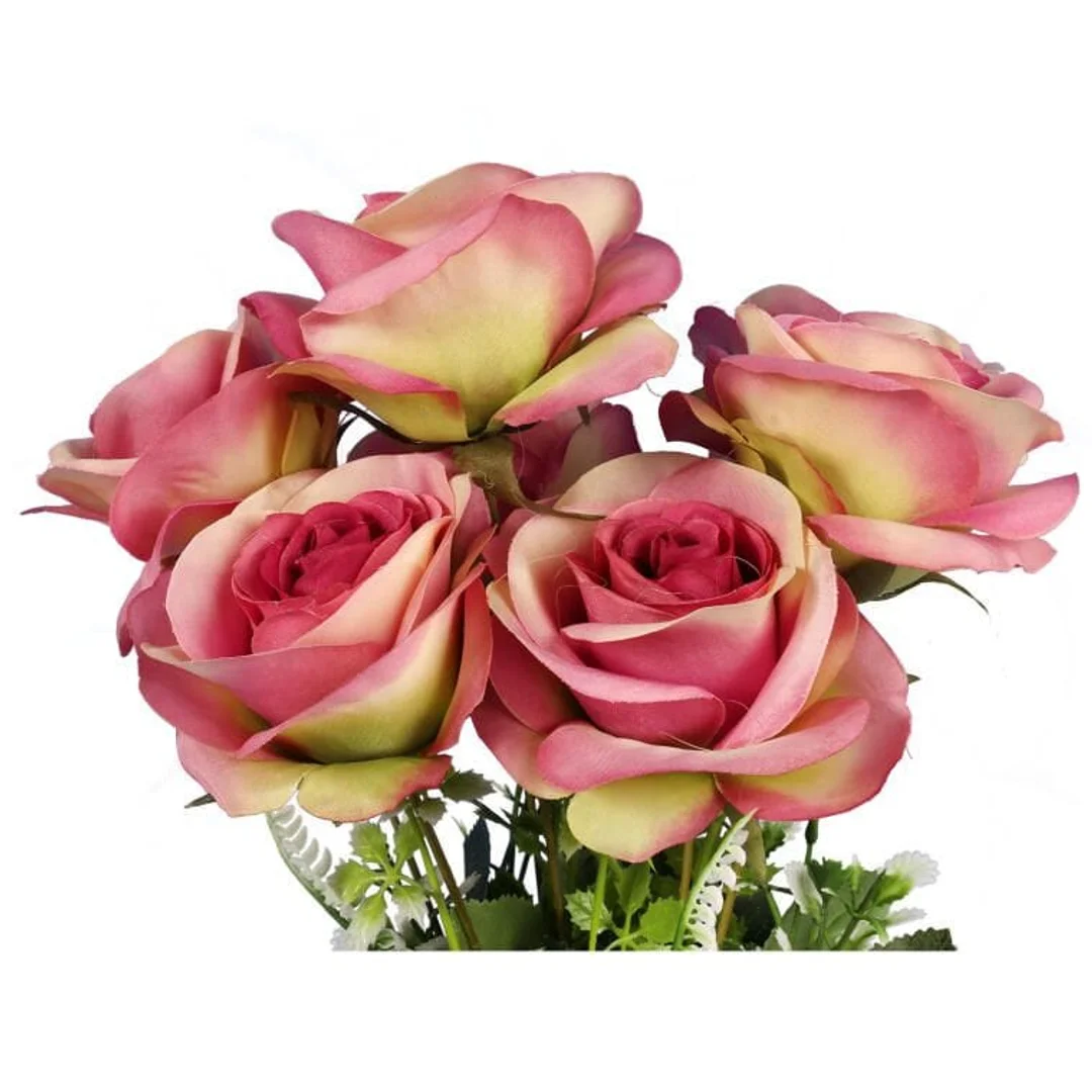 Sztuczny Bukiet 7 Róż Ciemnoróżowych 45cm - Dekoracja Premium — zdjęcie 2