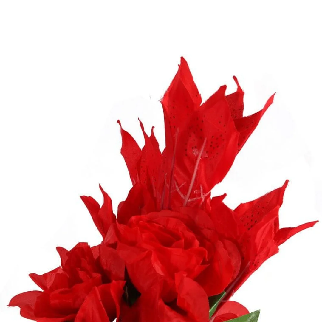 Sztuczny Bukiet Eleganckich Lilii i Róż w Kolorze Czerwonym, 56 cm — zdjęcie 2