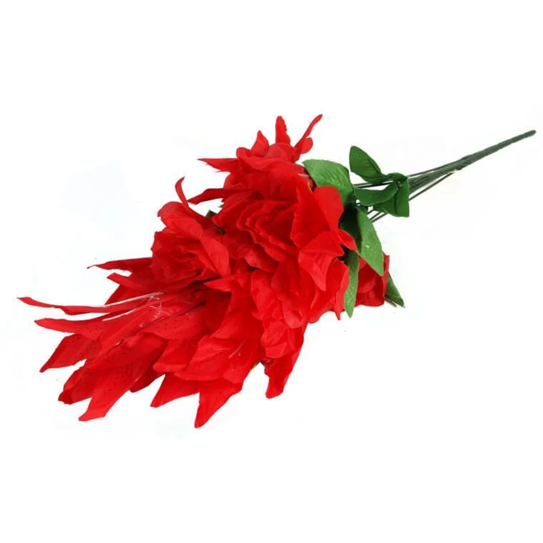 Sztuczny Bukiet Eleganckich Lilii i Róż w Kolorze Czerwonym, 56 cm — zdjęcie 3