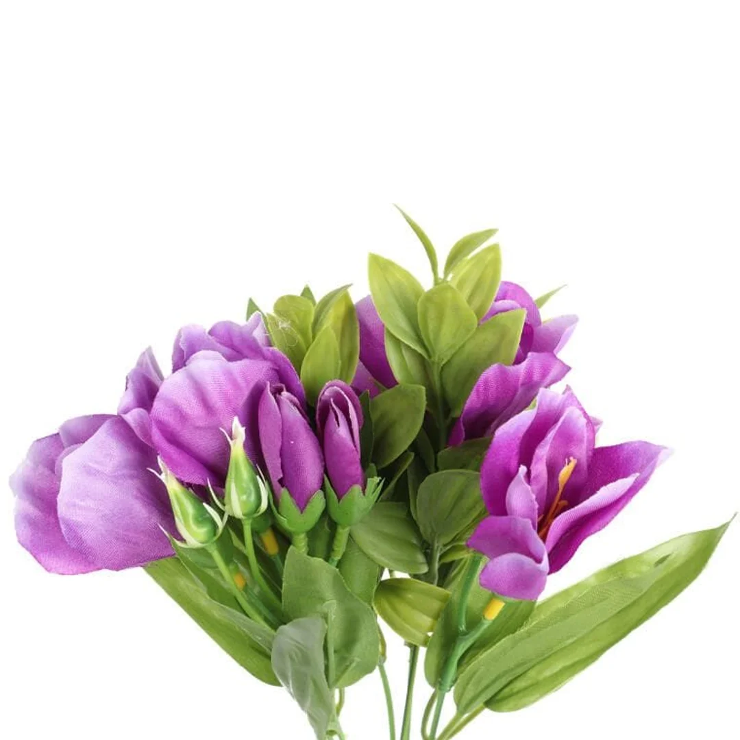 Sztuczny Kwiat Eustoma w Kolorze Fioletowym, Bukiet 6 Gałązek, 36 cm — zdjęcie 2