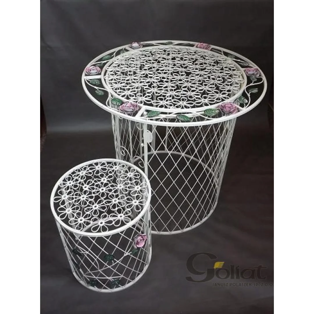 Taboret z motywem Róży w Stylu Prowansalskim, Metaloplastyka — zdjęcie 3