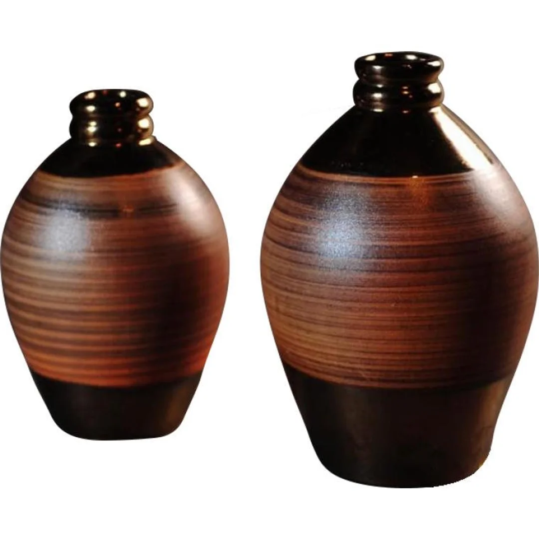 Wazon brązowy duży pękaty 17x17x24.5 cm — zdjęcie 2