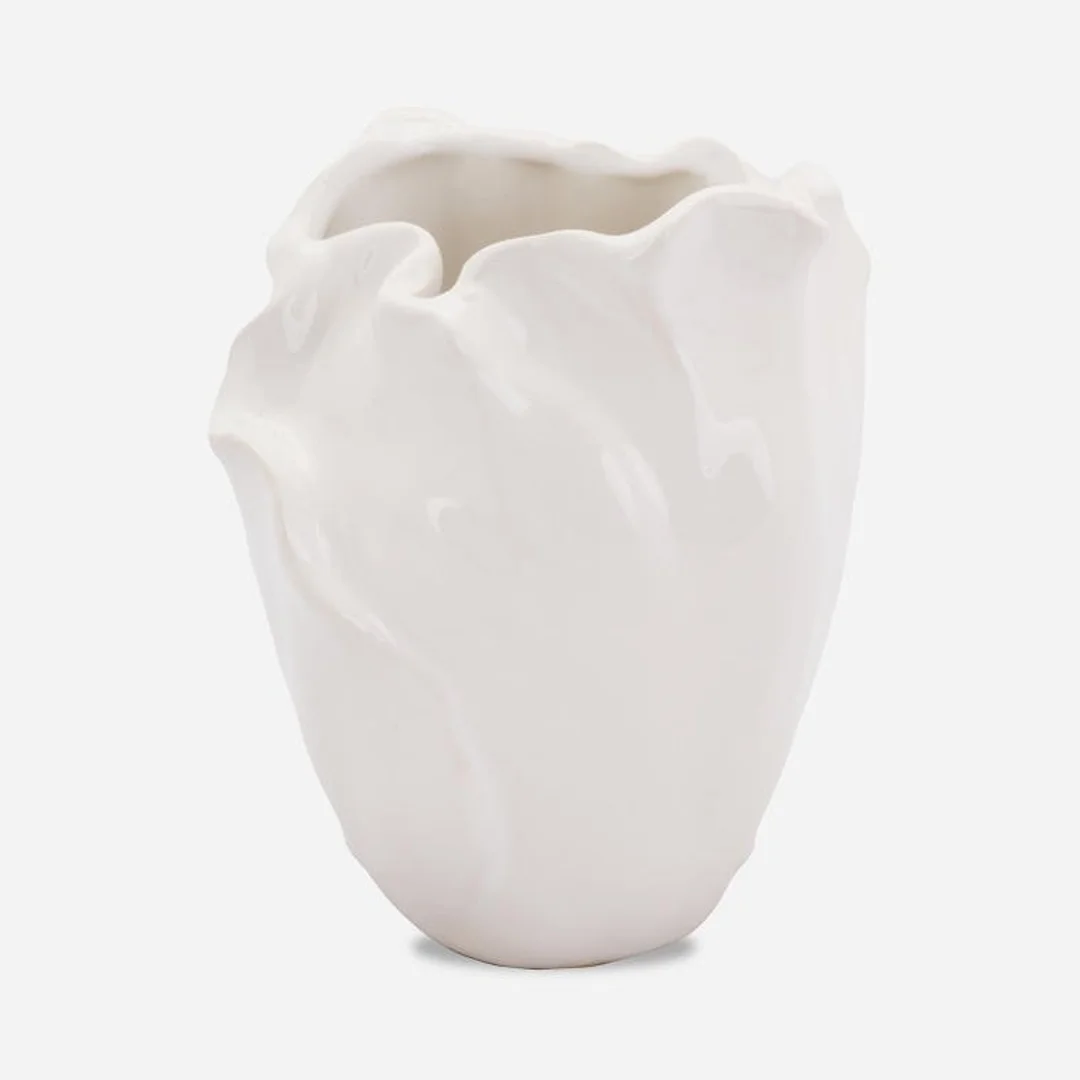 Wazon ceramiczny Biała Piękność w kształcie płatka kwiatu — zdjęcie 2