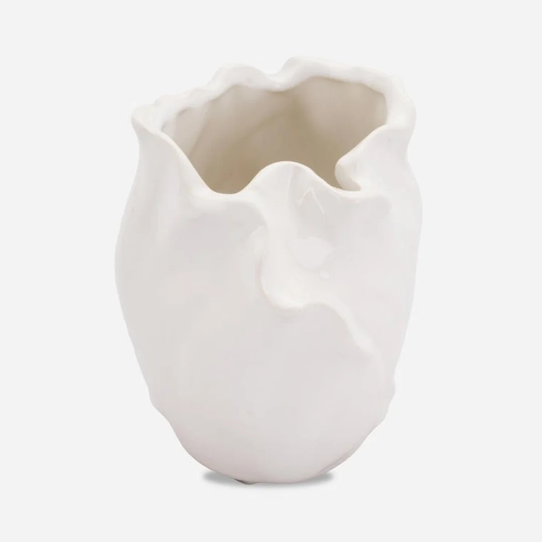 Wazon ceramiczny Biała Piękność w kształcie płatka kwiatu — zdjęcie 3