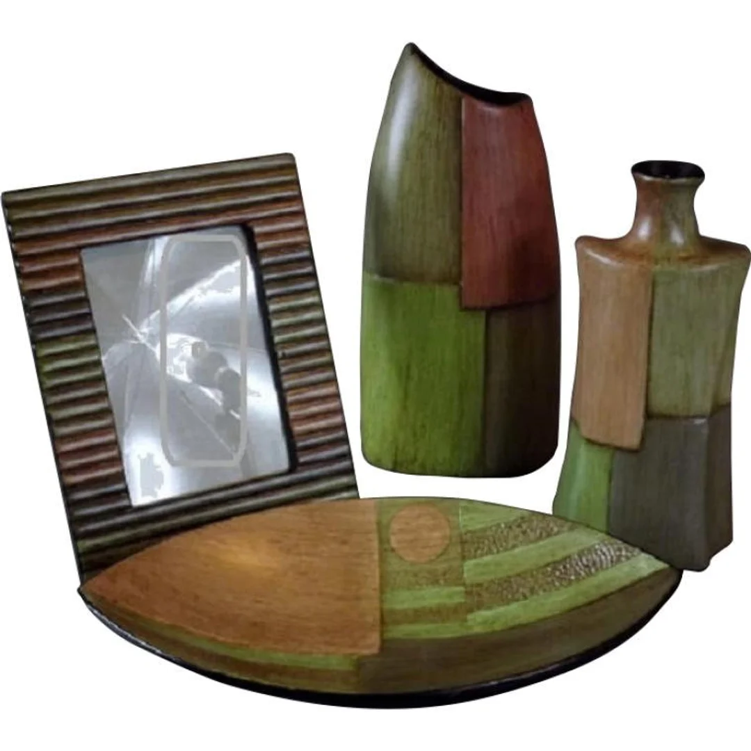 Wazon Ceramiczny Kolekcji Tropicana w Odcieniach Zielonej i Pomarańczowej Barwy 23x11x8 cm — zdjęcie 2