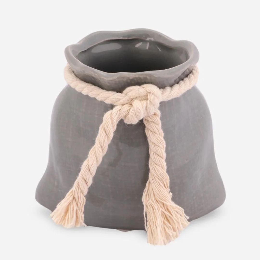 Wazon ceramiczny Sakiewka w kolorze szarym — zdjęcie 2