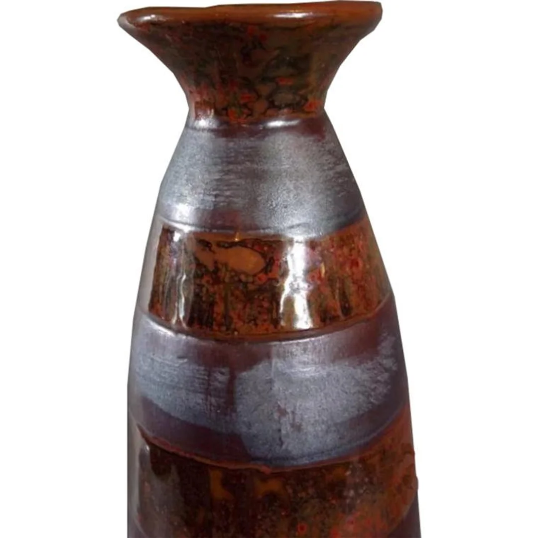 Wazon ceramiczny w kolorze brązowym ciężki w pasy 40x9 cm — zdjęcie 2