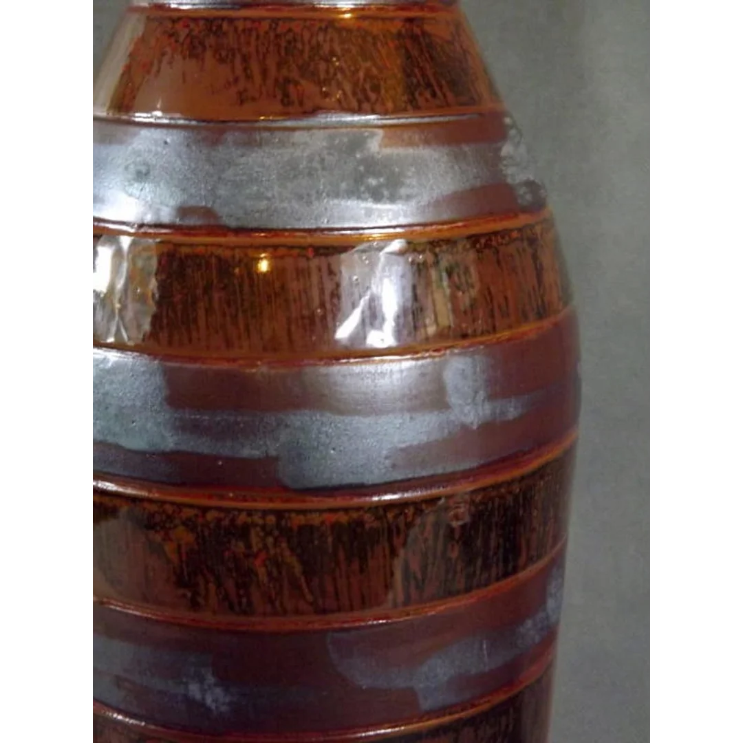 Wazon ceramiczny w kolorze piaskowym ciężki w pasy 38x20 cm — zdjęcie 2