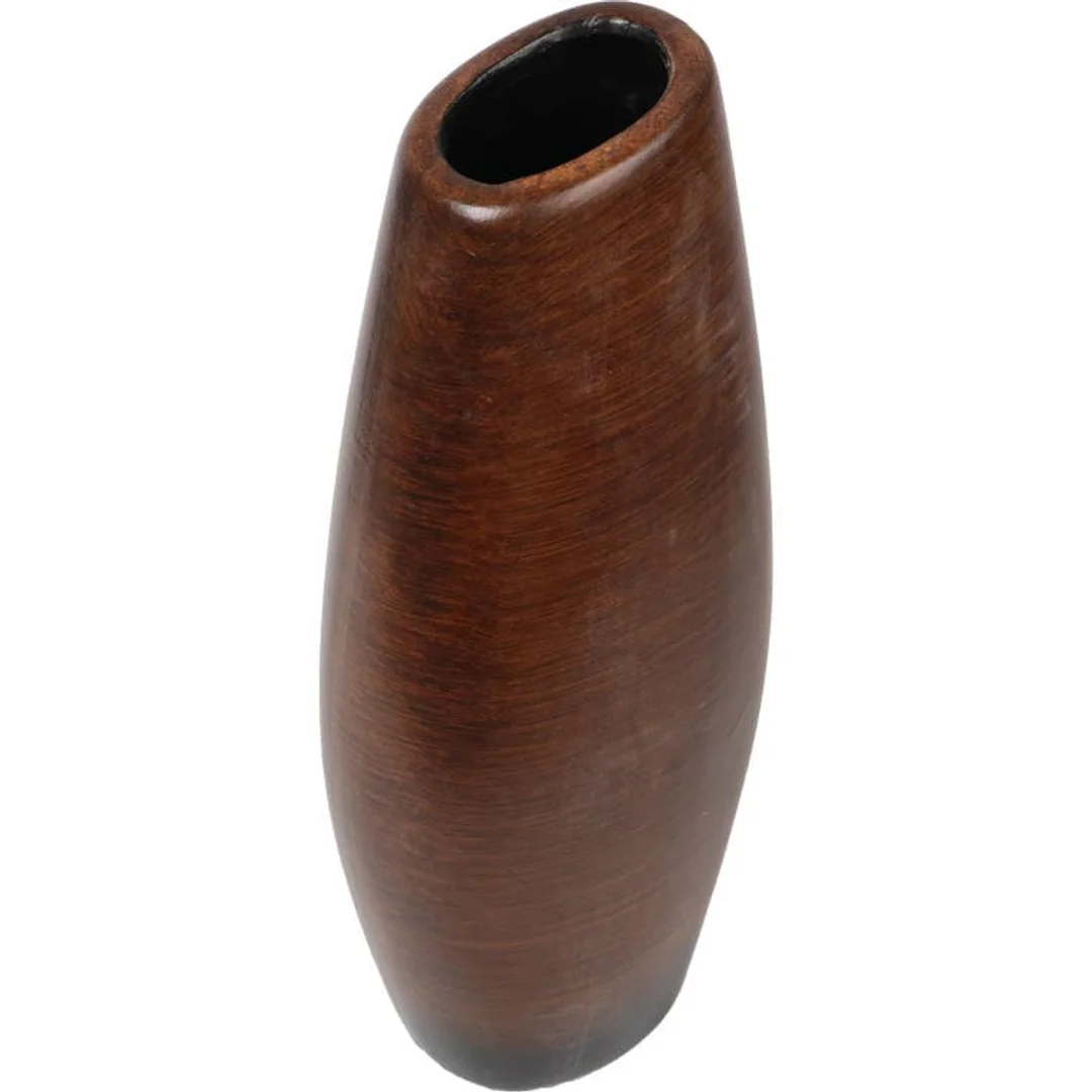 Wazon ceramiczny wysoki w kolorze brązowym 10x7x26 cm — zdjęcie 2