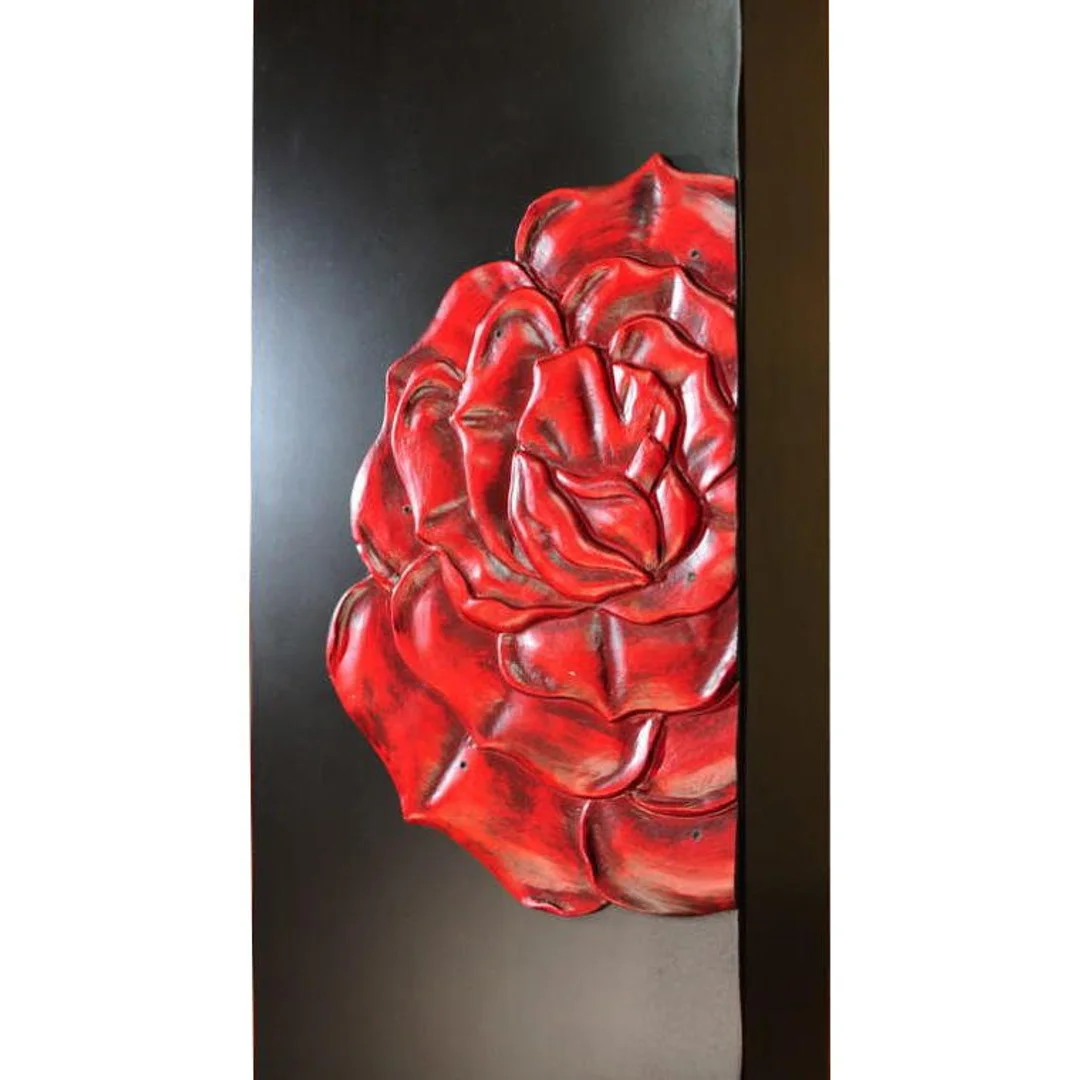 Wazon podłogowy w kolorze czarnym z motywami róży 120x20x20 cm — zdjęcie 2