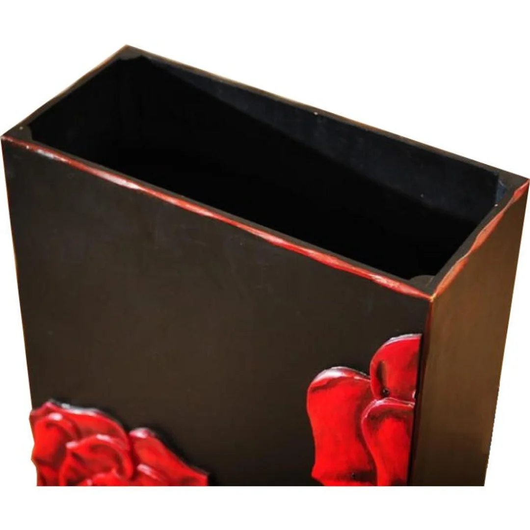 Wazon podłogowy w kolorze czarnym z motywami róży 70x40x20 cm — zdjęcie 2