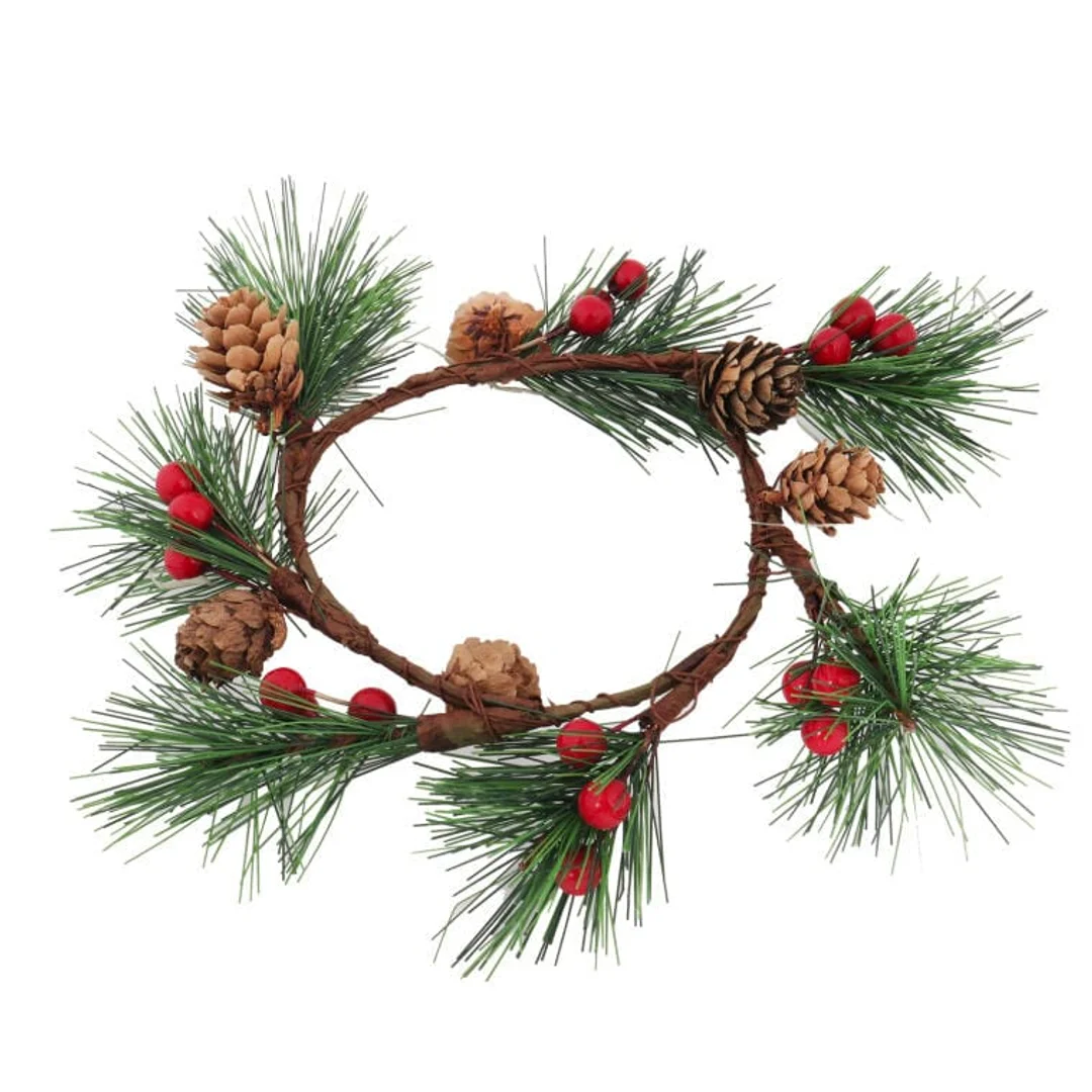 Wianek z jarzębiny z szyszkami stroik 16 cm — zdjęcie 3