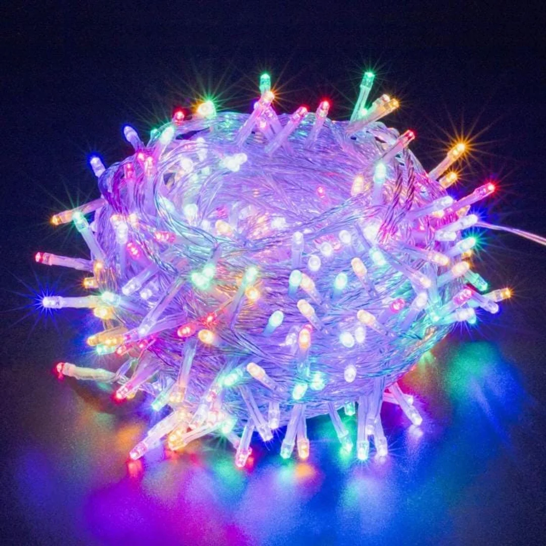 Wielobarwne Lampki Świąteczne Typu Gąsienica - 384 LED, Przeznaczone do Użytku Zewnętrznego, IP44, Długość 3m + 2m Przewód Sieciowy. — zdjęcie 3
