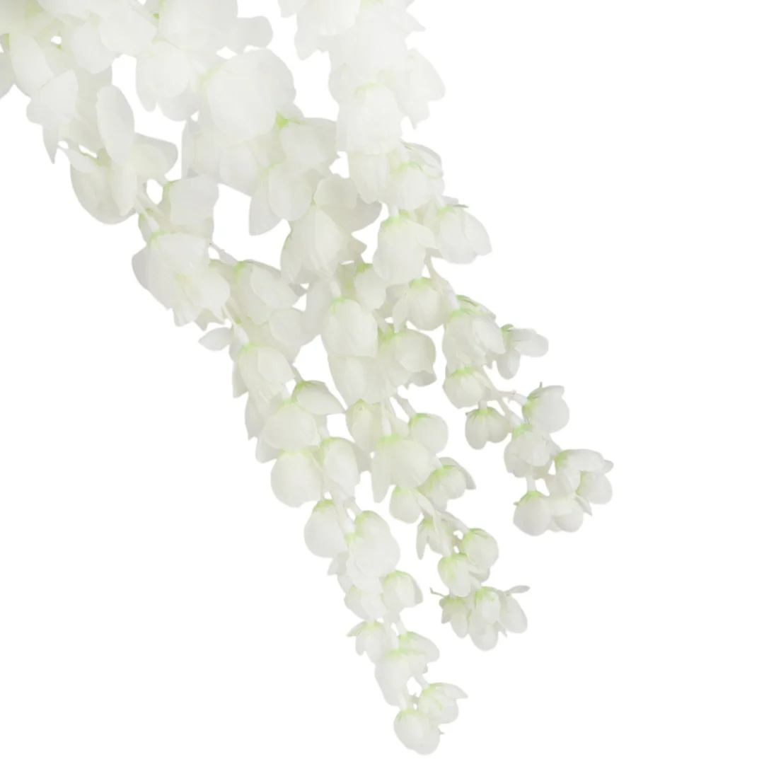 Wisteria Sztuczne Kwiaty Girlanda Glicynia Kwiaty Wiszące Balkon Taras Ślub biała - 3