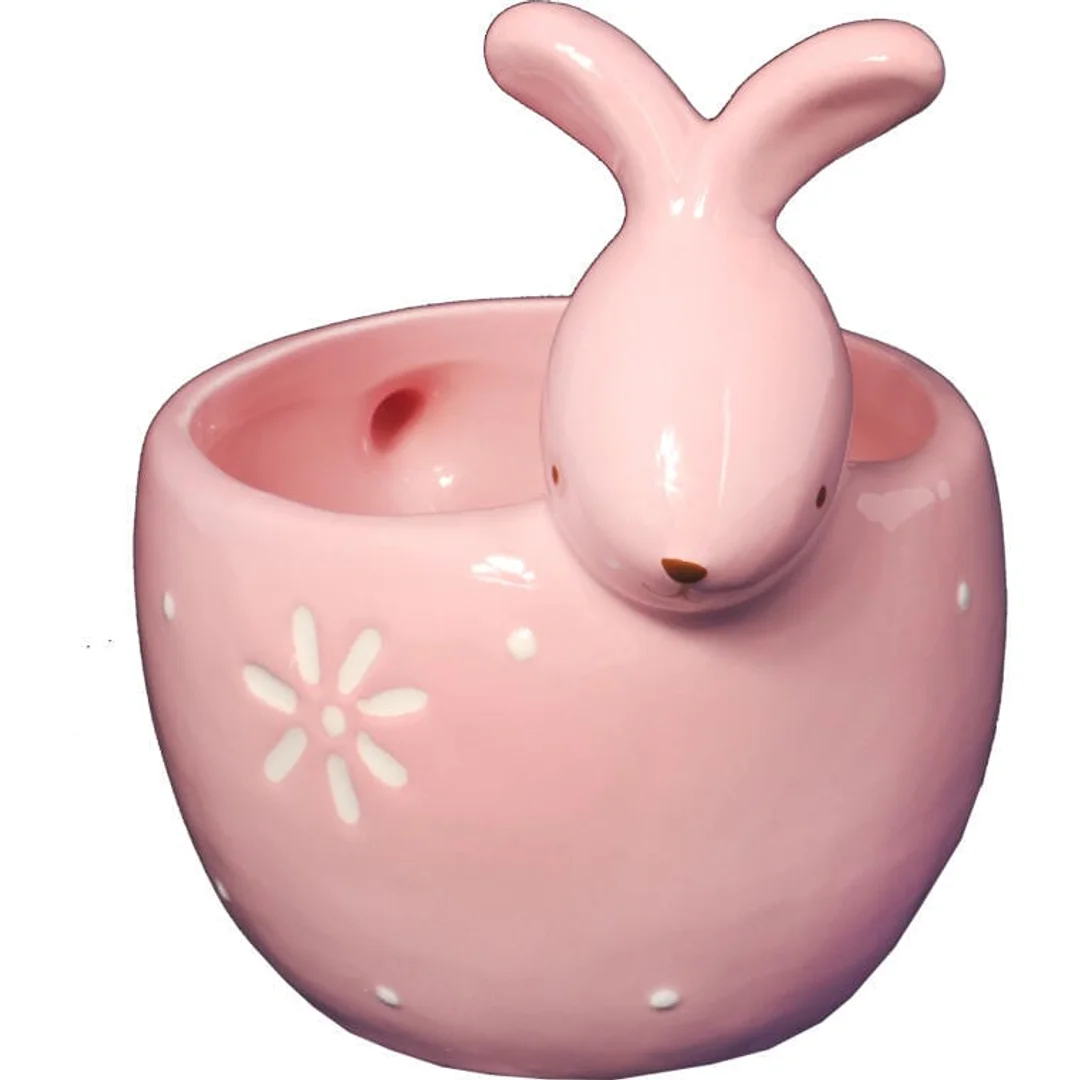 ZAJĄC CERAMICZNY PODSTAWKA MISECZKA RÓŻOWA — zdjęcie 2
