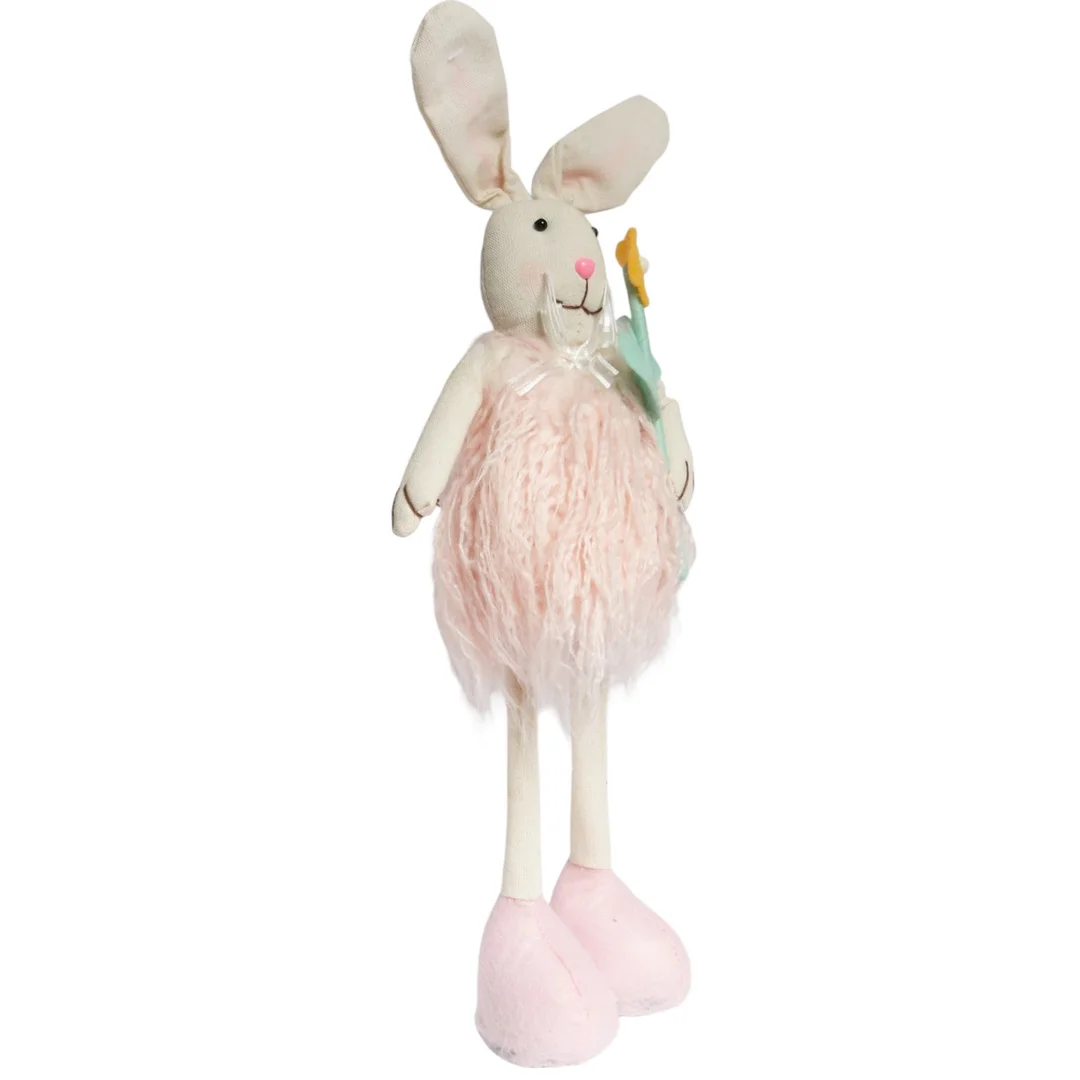 Zając Futrzany z kwiatkiem Ozdoba Wielkanocna Figurka 50 cm — zdjęcie 3