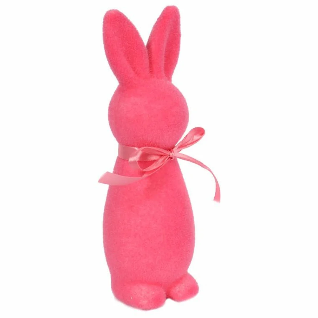 Zając ozdoba wielkanocna welurowy flokowany Różowy L 25 cm — zdjęcie 2